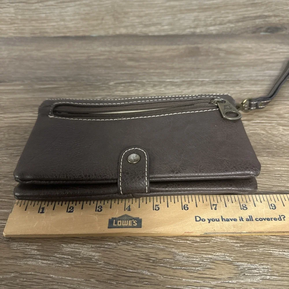 American Bling Clutch Purse Wallet Brown Embroidered Native Design Rhinestone